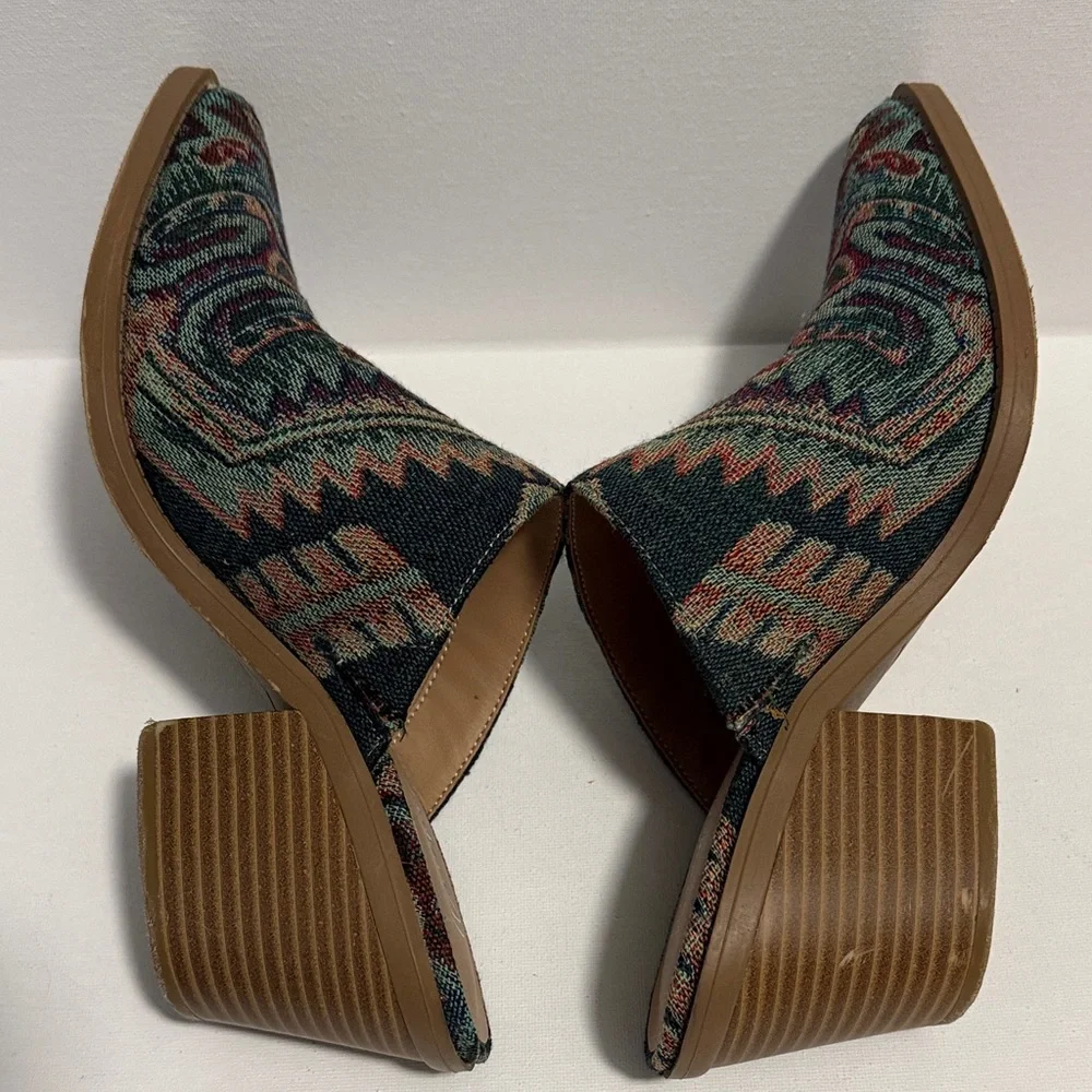 Wonderly Green and Brown Patterned Women's Mules - Picture 7 of 13